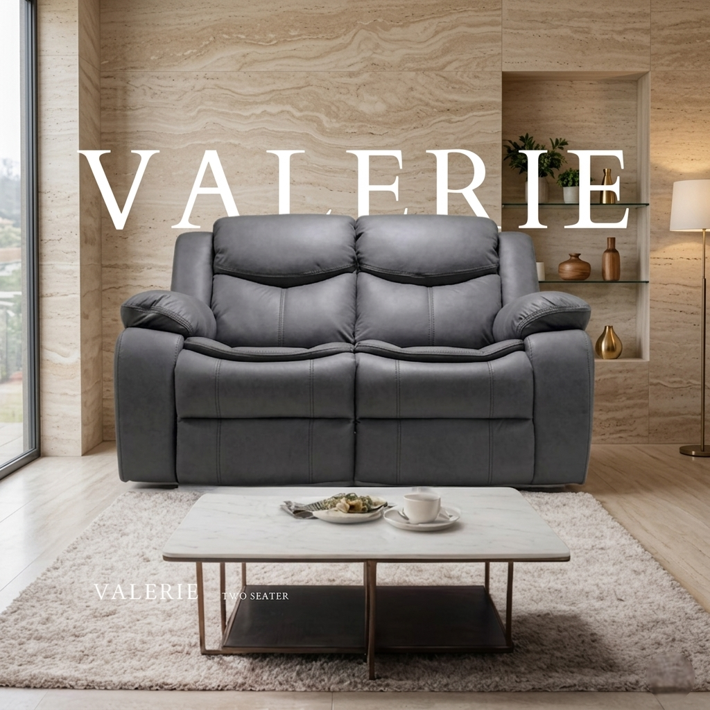 Valerie Air Leather & Grey Technology Fabric Manual Recliner Sofa