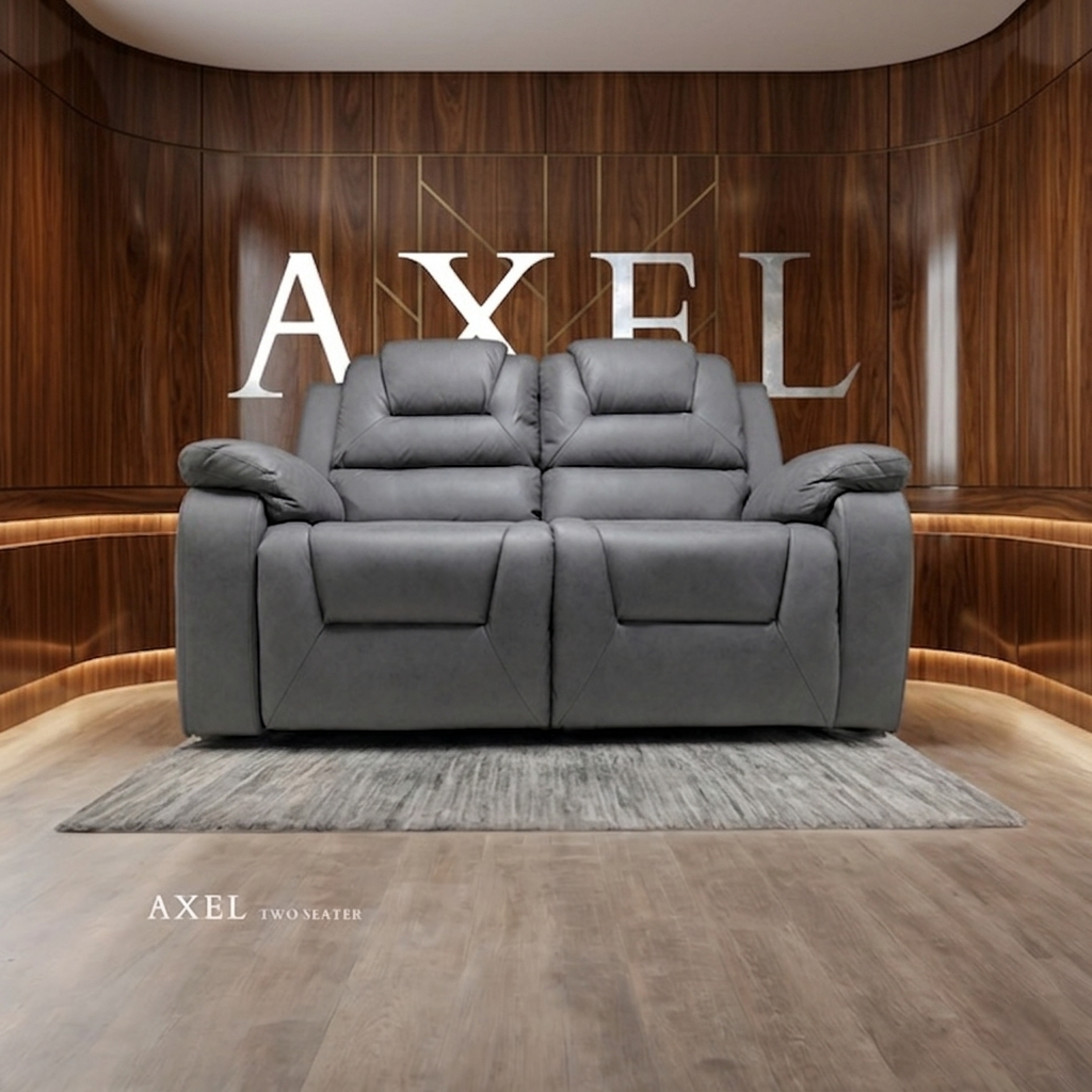 Axel Air Leather & Grey Technology Fabric Manual Recliner Sofa
