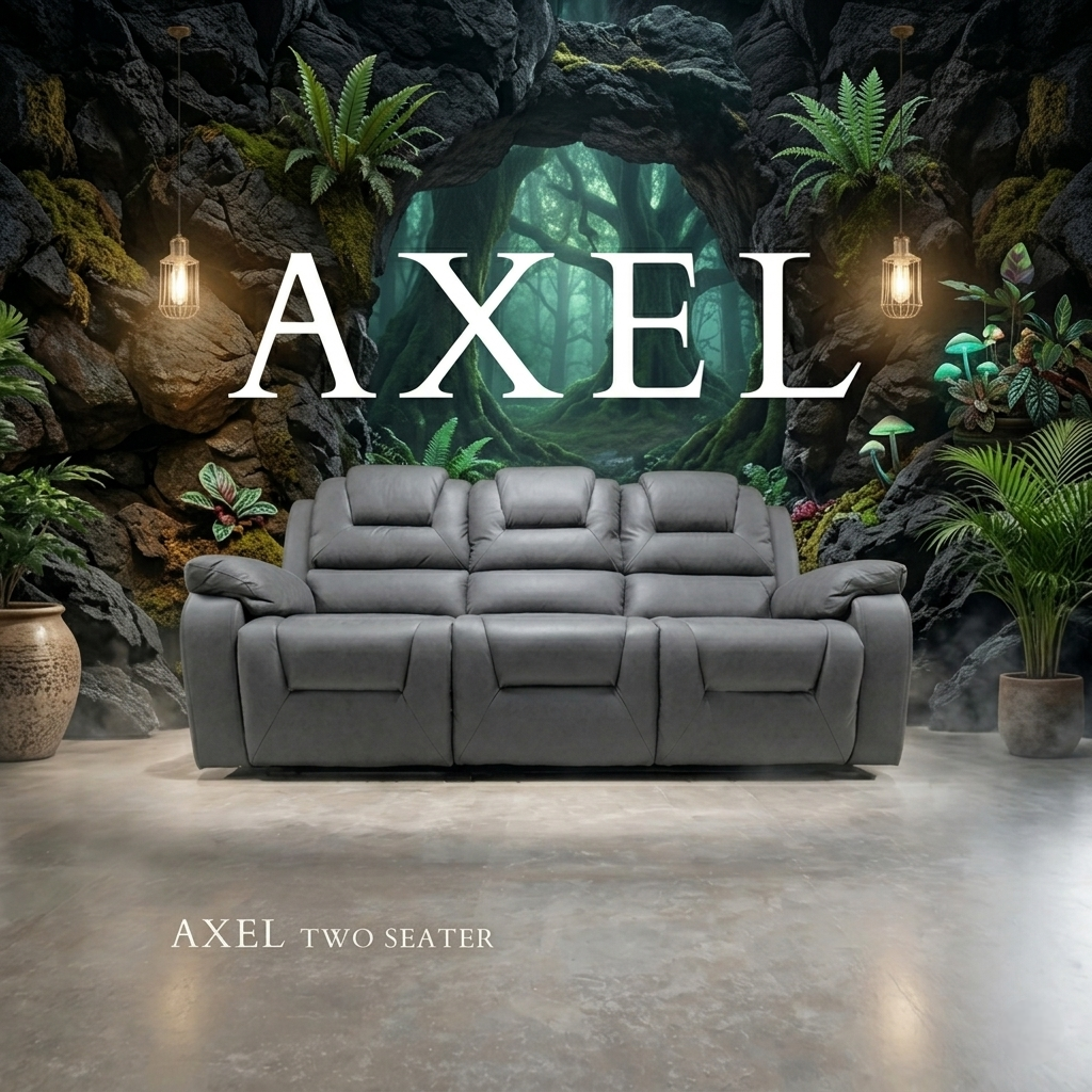 Axel Air Leather & Grey Technology Fabric Manual Recliner Sofa