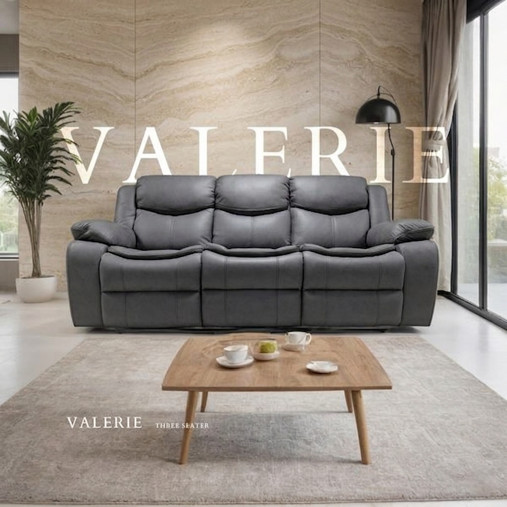 Valerie Air Leather & Grey Technology Fabric Manual Recliner Sofa