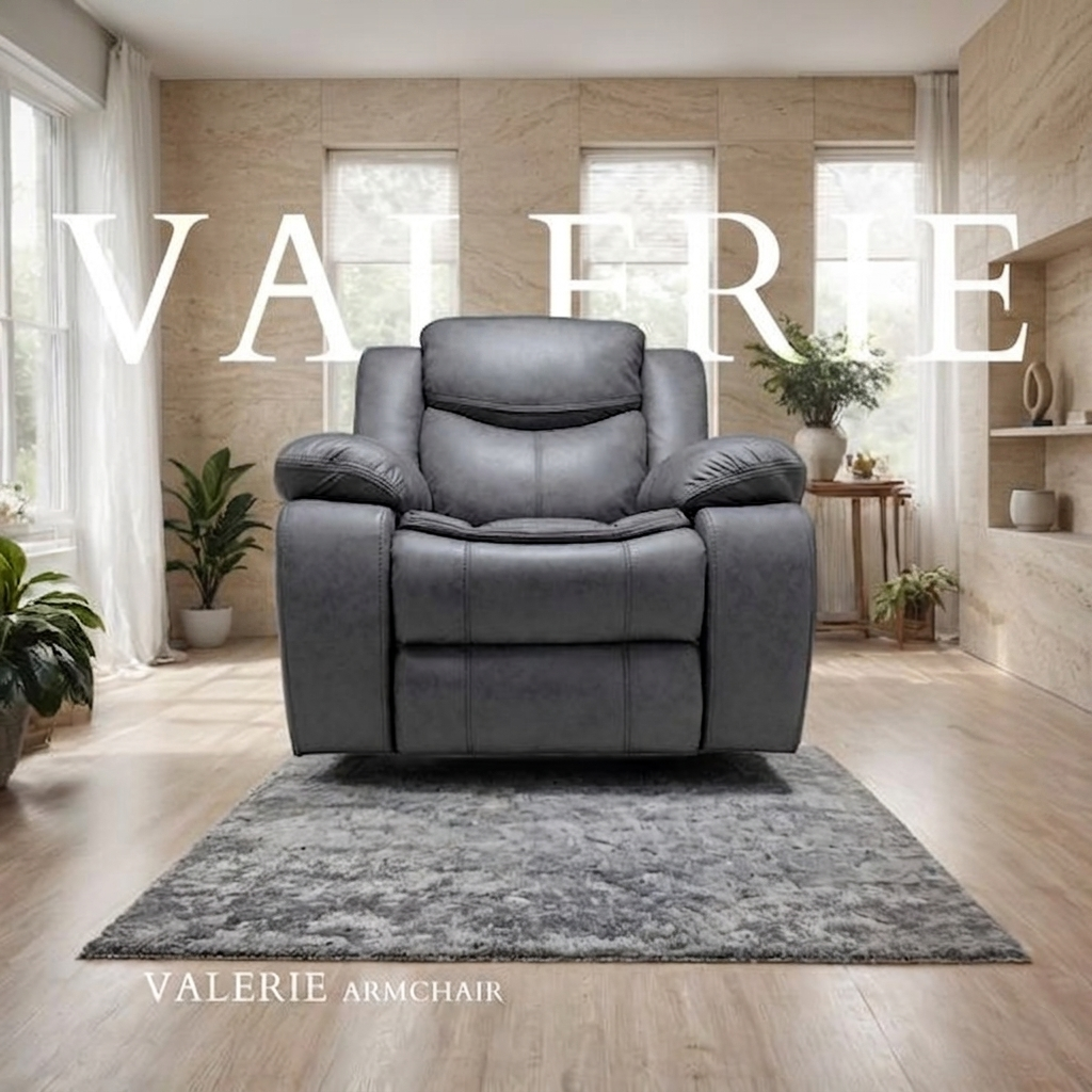 Valerie Air Leather & Grey Technology Fabric Manual Recliner Sofa
