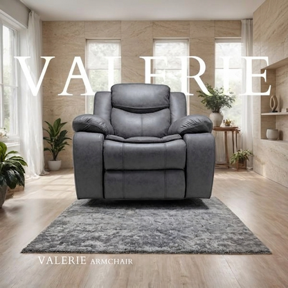 Valerie Air Leather & Grey Technology Fabric Manual Recliner Sofa