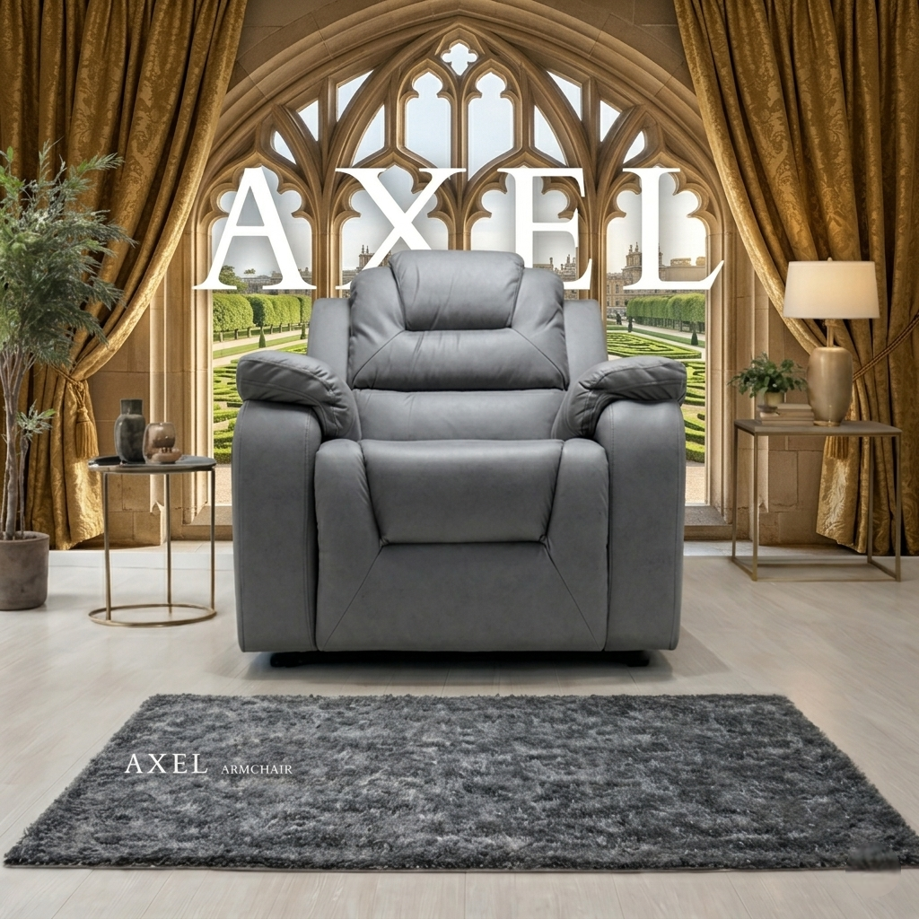 Axel Air Leather & Grey Technology Fabric Manual Recliner Sofa