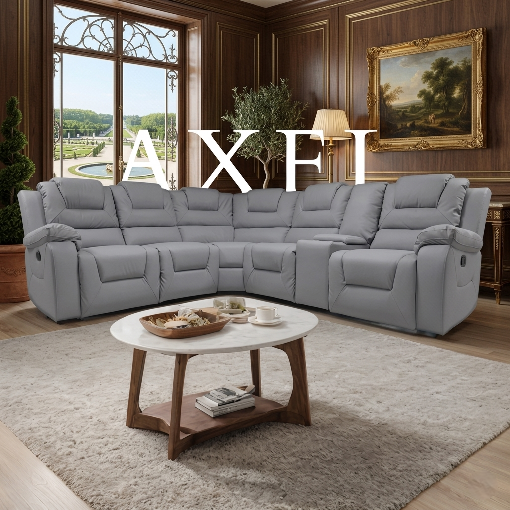 Axel Air Leather & Grey Technology Fabric Manual Recliner Sofa