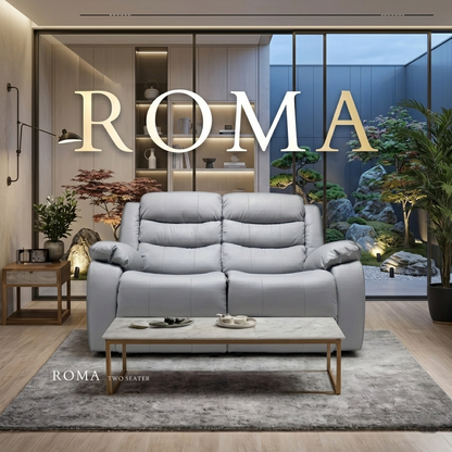 Roma Manual Air Leather & Grey Fabric Recliner Sofa