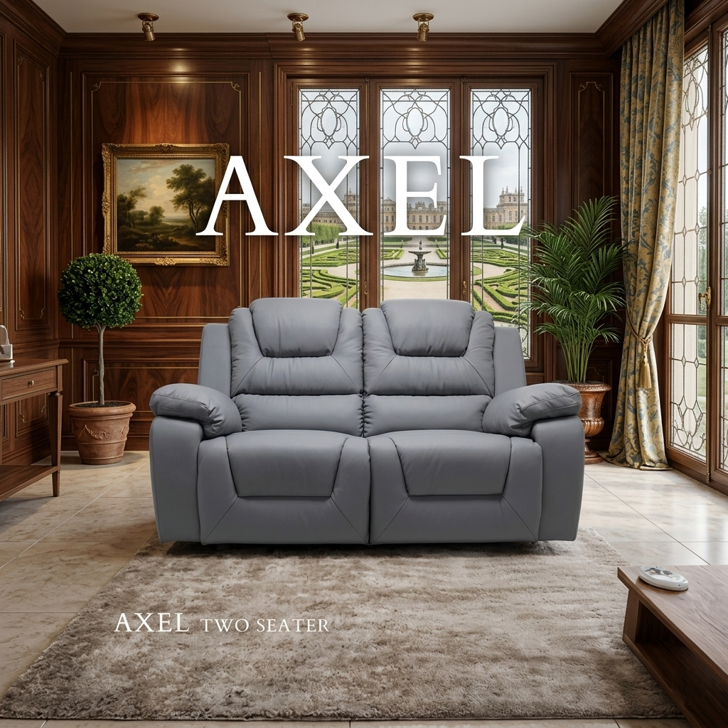 Axel Air Leather & Grey Technology Fabric Manual Recliner Sofa