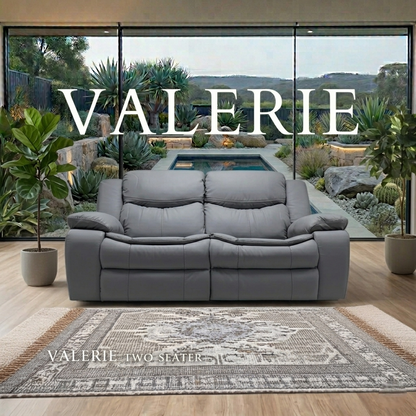 Valerie Air Leather & Grey Technology Fabric Manual Recliner Sofa