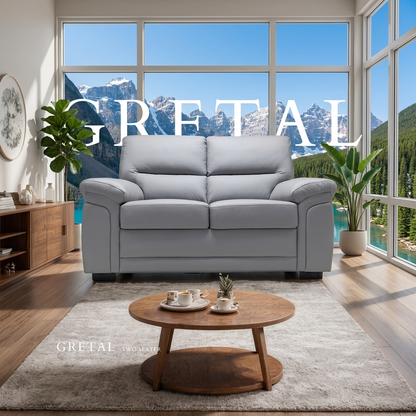 Gretal Air Leather & Grey Fabric Sofa