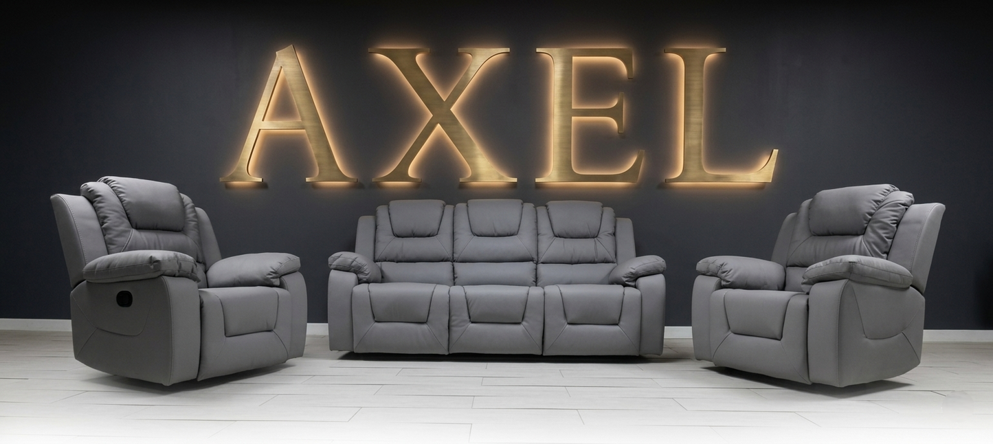 Axel Air Leather & Grey Technology Fabric Manual Recliner Sofa