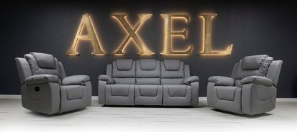 Axel Air Leather & Grey Technology Fabric Manual Recliner Sofa