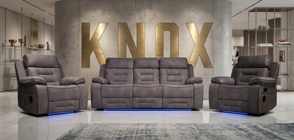 Knox Grey Technology Fabric Electric Recliner Sofa