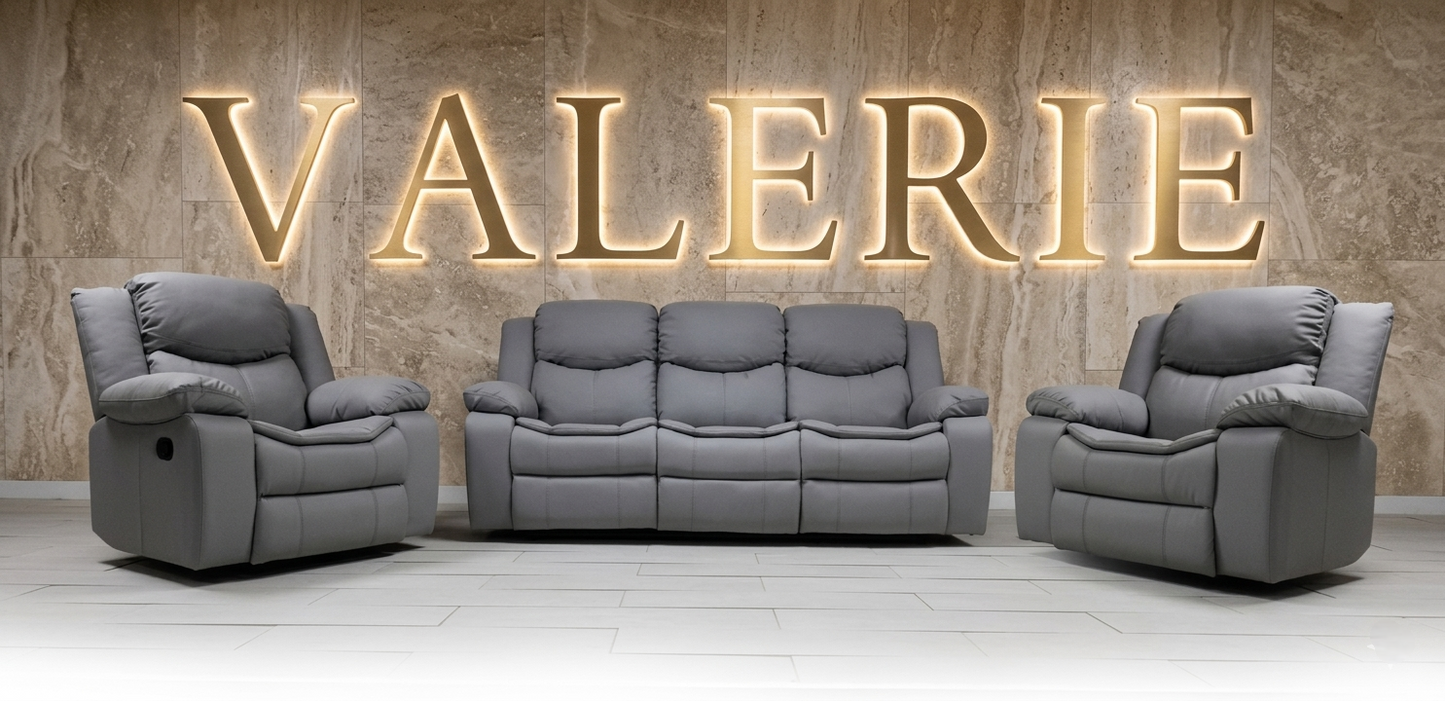 Valerie Air Leather & Grey Technology Fabric Manual Recliner Sofa