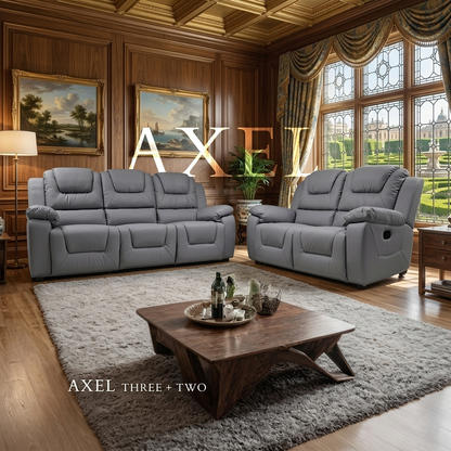 Axel Air Leather & Grey Technology Fabric Manual Recliner Sofa