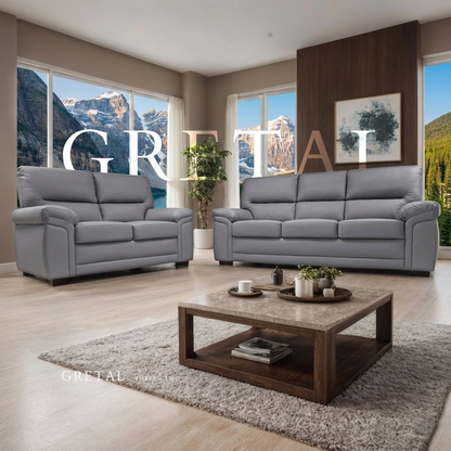 Gretal Air Leather & Grey Fabric Sofa