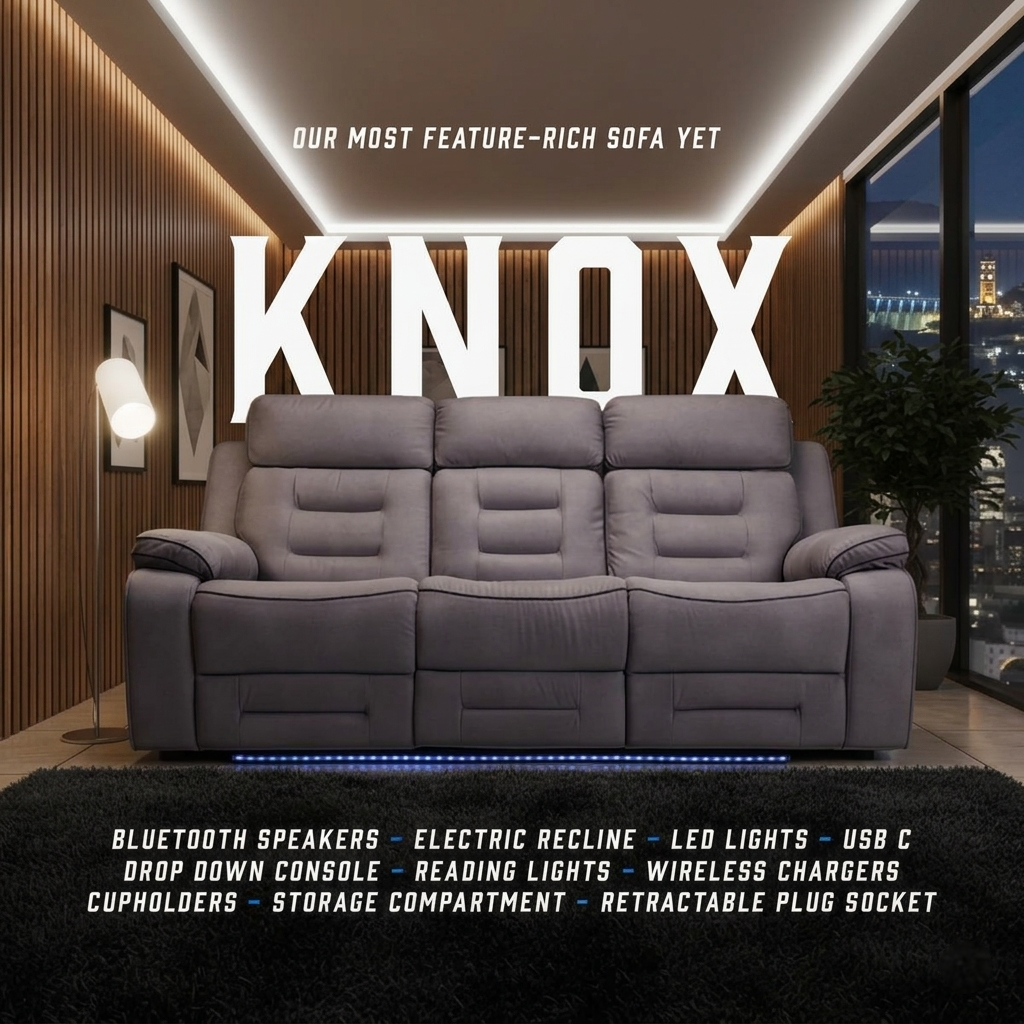 Knox Grey Technology Fabric Electric Recliner Sofa