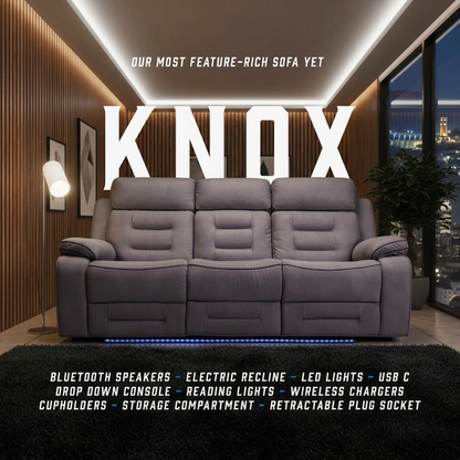 Knox Grey Technology Fabric Electric Recliner Sofa
