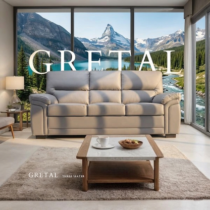 Gretal Air Leather & Grey Fabric Sofa