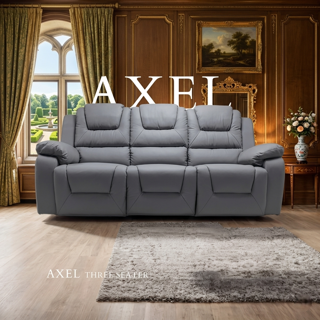 Axel Air Leather & Grey Technology Fabric Manual Recliner Sofa