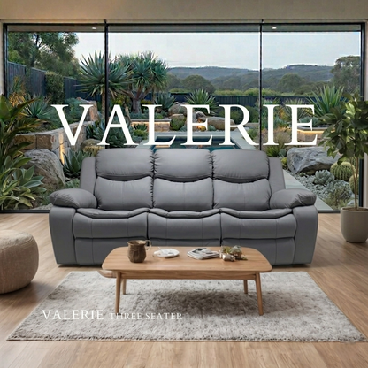 Valerie Air Leather & Grey Technology Fabric Manual Recliner Sofa