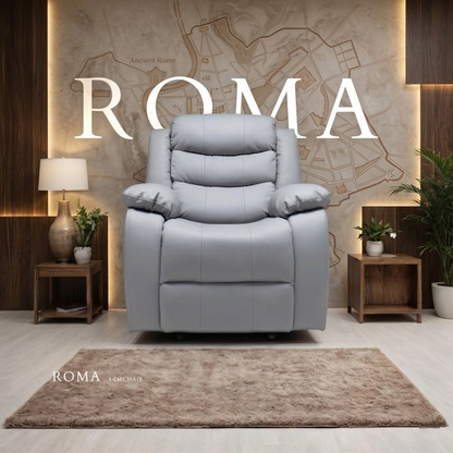 Roma Manual Air Leather & Grey Fabric Recliner Sofa