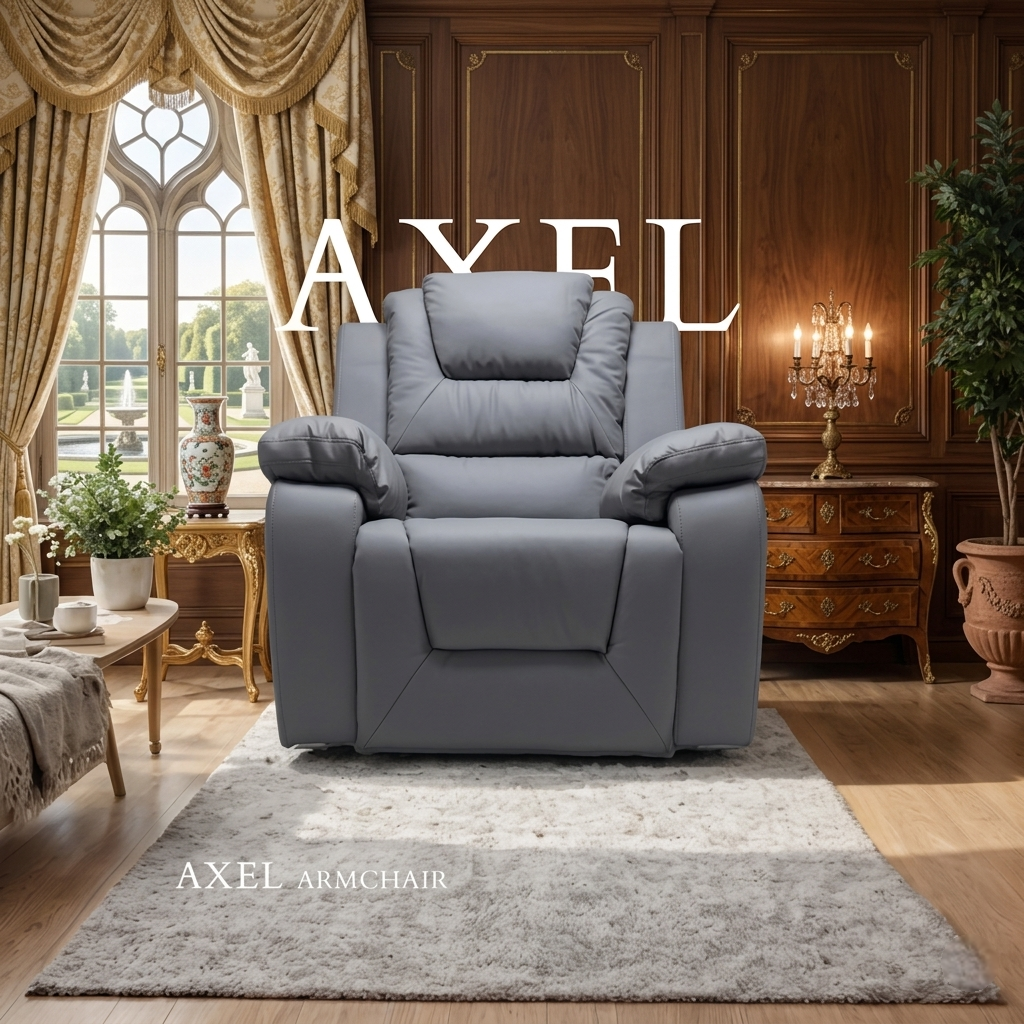 Axel Air Leather & Grey Technology Fabric Manual Recliner Sofa