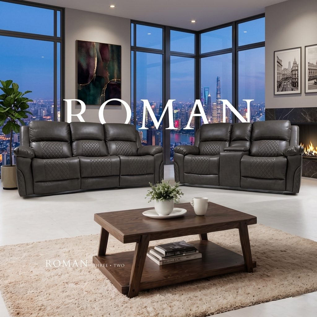 Roman Air Leather Manual Recliner Sofa