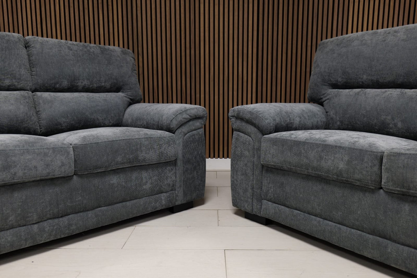 Gretal Air Leather & Grey Fabric Sofa