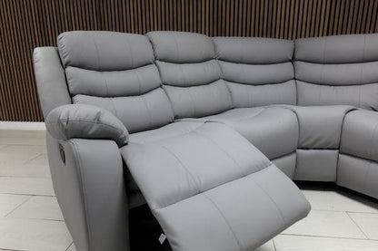 Roma Manual Air Leather & Grey Fabric Recliner Sofa
