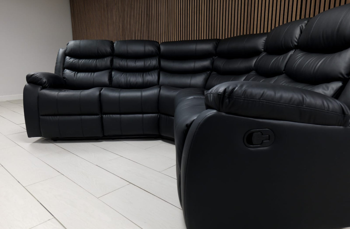 Roma Manual Air Leather & Grey Fabric Recliner Sofa