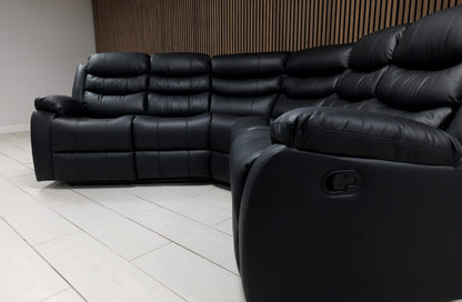 Roma Manual Air Leather & Grey Fabric Recliner Sofa