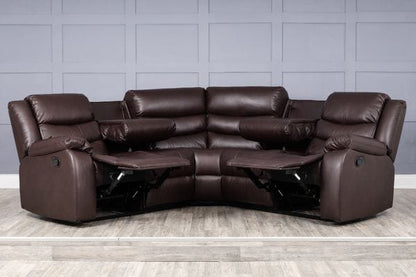 Roma Manual Air Leather & Grey Fabric Recliner Sofa