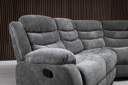 Roma Manual Air Leather & Grey Fabric Recliner Sofa