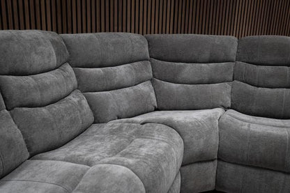 Roma Manual Air Leather & Grey Fabric Recliner Sofa