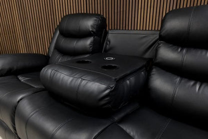 Roma Plus Manual Leather & Grey Fabric Recliner Sofa