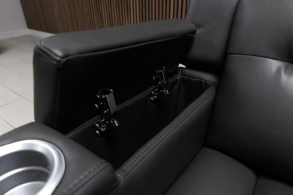Titan Dark Grey Leather & Grey Fabric Manual Recliner Sofa