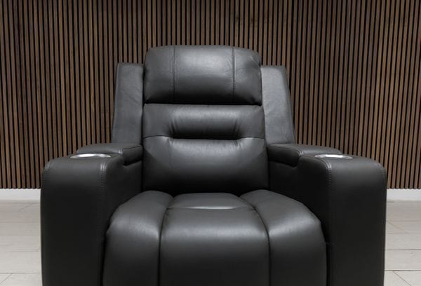 Titan Dark Grey Leather & Grey Fabric Manual Recliner Sofa