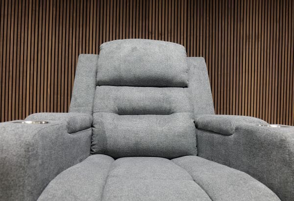 Titan Dark Grey Leather & Grey Fabric Manual Recliner Sofa