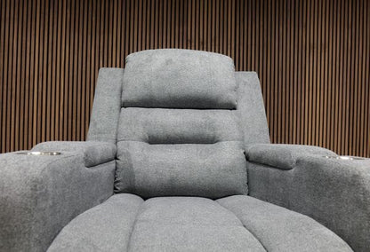 Titan Dark Grey Leather & Grey Fabric Manual Recliner Sofa