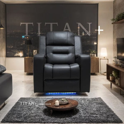 Titan Plus Dark Grey Leather & Grey Fabric Electric Recliner Sofa