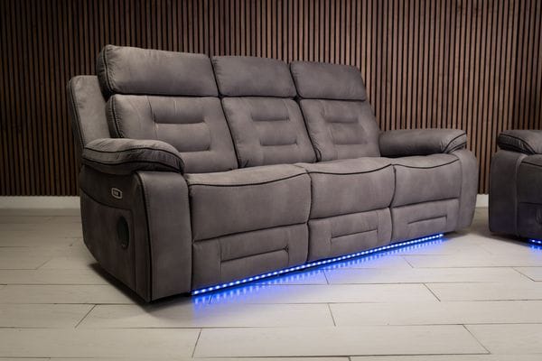 Knox Grey Technology Fabric Electric Recliner Sofa