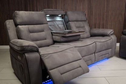 Knox Grey Technology Fabric Electric Recliner Sofa