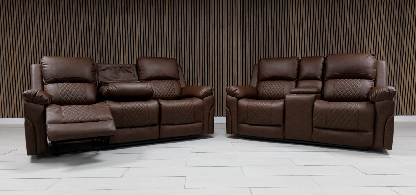Roman Air Leather Manual Recliner Sofa