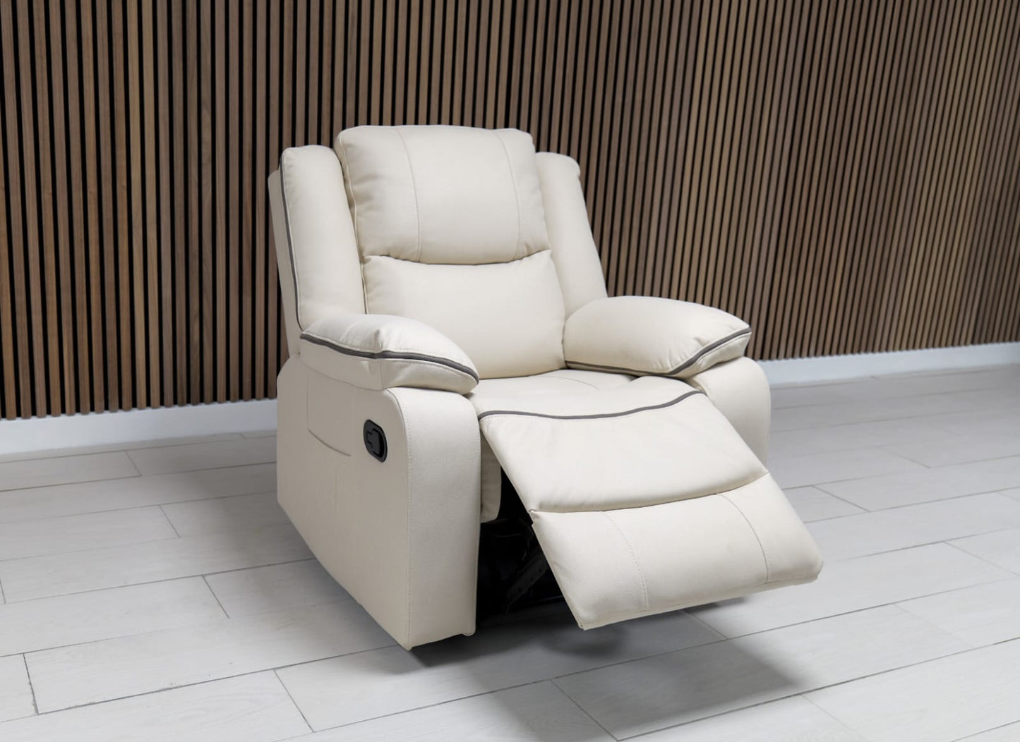 Chloe Cream & Dark Grey Technology Fabric Manual Recliner Sofa