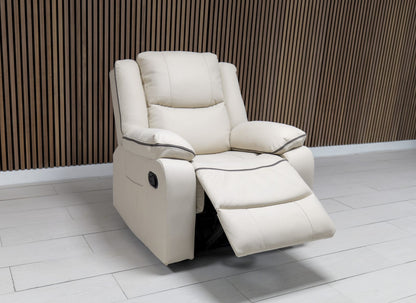 Chloe Cream & Dark Grey Technology Fabric Manual Recliner Sofa