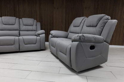 Axel Air Leather & Grey Technology Fabric Manual Recliner Sofa