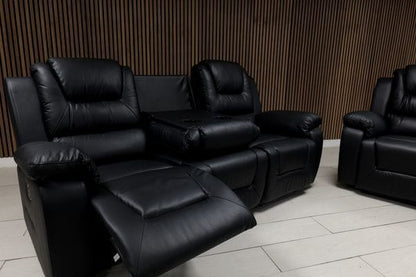 Axel Air Leather & Grey Technology Fabric Manual Recliner Sofa