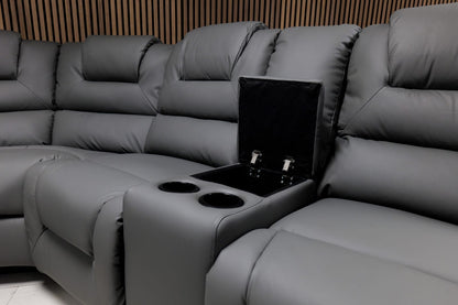 Axel Air Leather & Grey Technology Fabric Manual Recliner Sofa