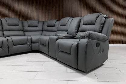 Axel Air Leather & Grey Technology Fabric Manual Recliner Sofa