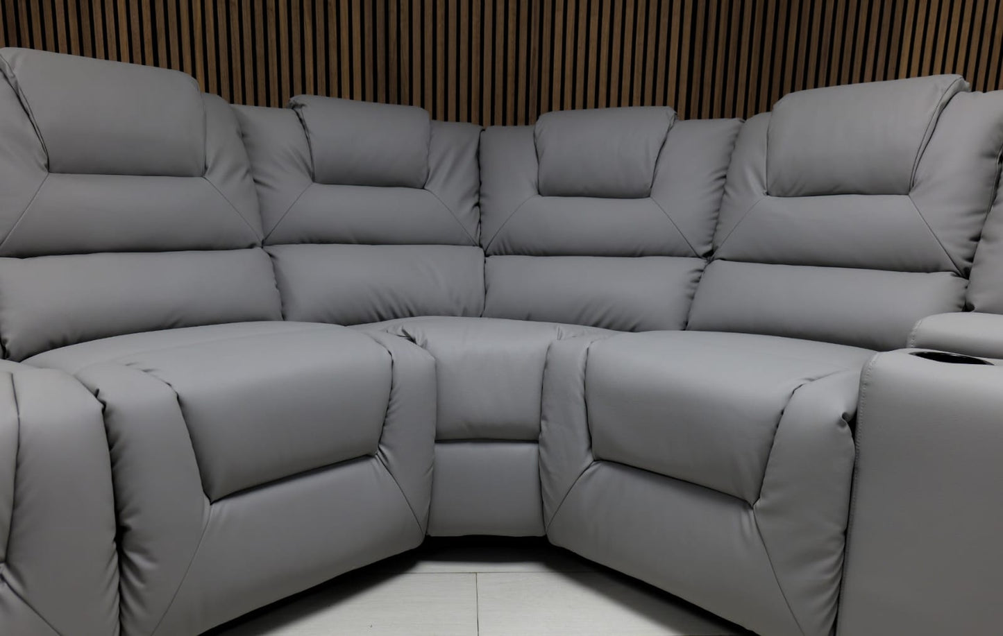 Axel Air Leather & Grey Technology Fabric Manual Recliner Sofa