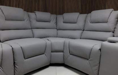 Axel Air Leather & Grey Technology Fabric Manual Recliner Sofa